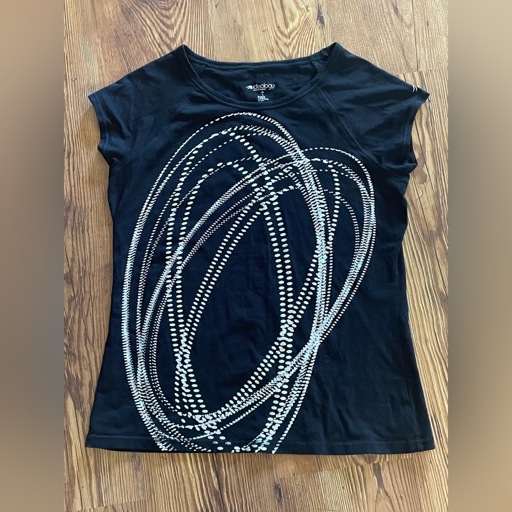 Ideology Women's Black and Silver Tee size L